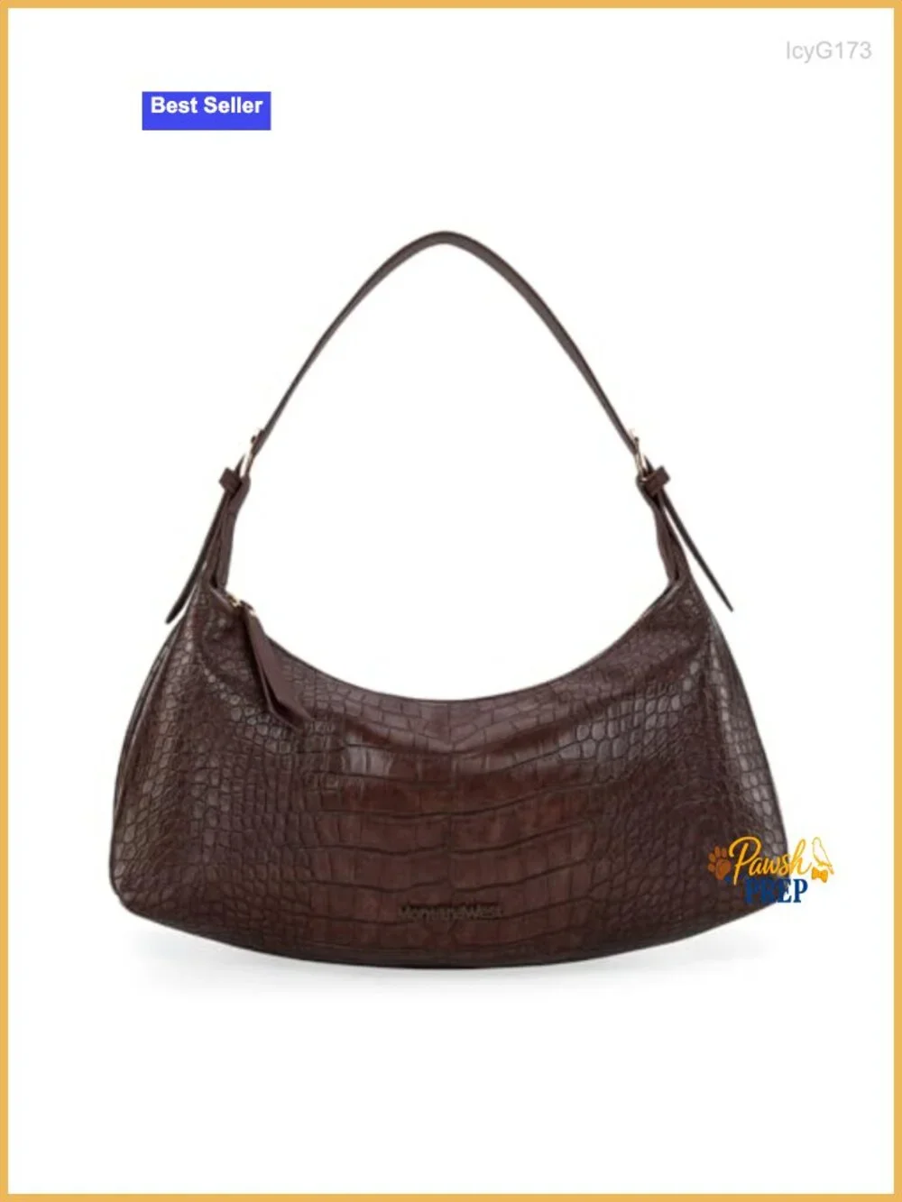 Vegan Leather Sling Purse - Crocodile Embossed Crescent Hobo Bag for Women